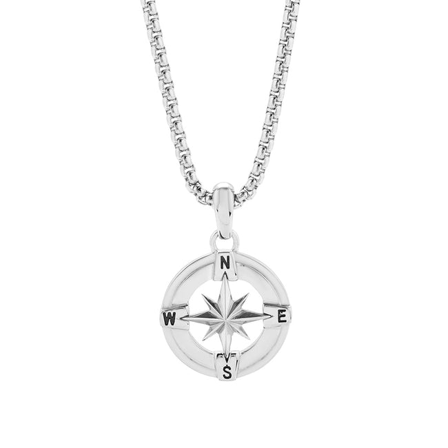 Men's Stainless Steel Compass Pendant