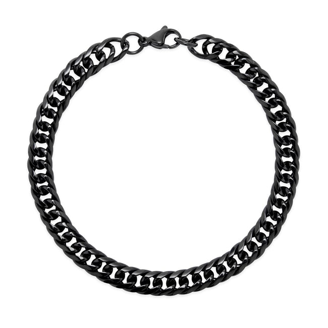 Men's Black Stainless Steel Double Curb Chain Bracelet