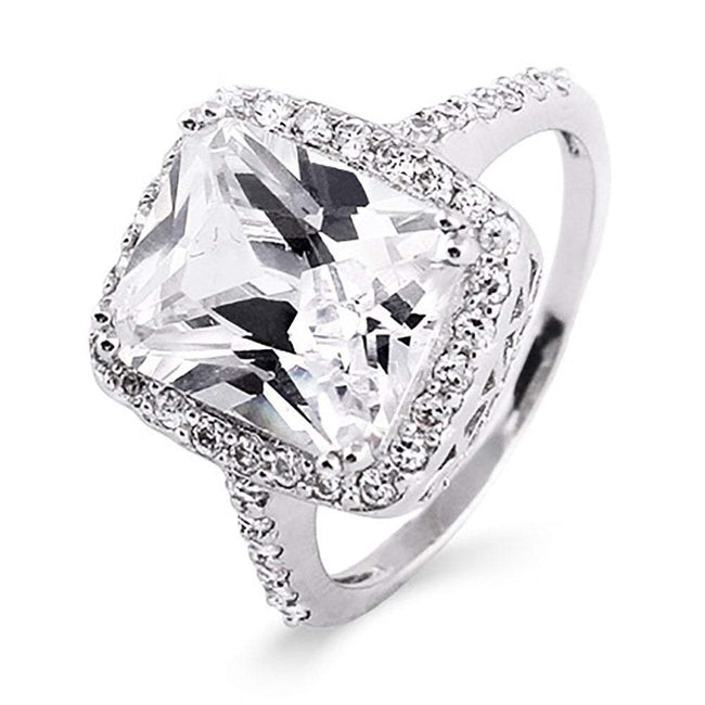 Celebrity Inspired Diamond CZ Silver Engagement Ring 