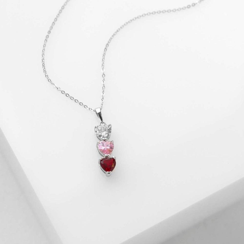 Customizable 3 Birthstone Heart Drop Necklace | Eve's Addiction