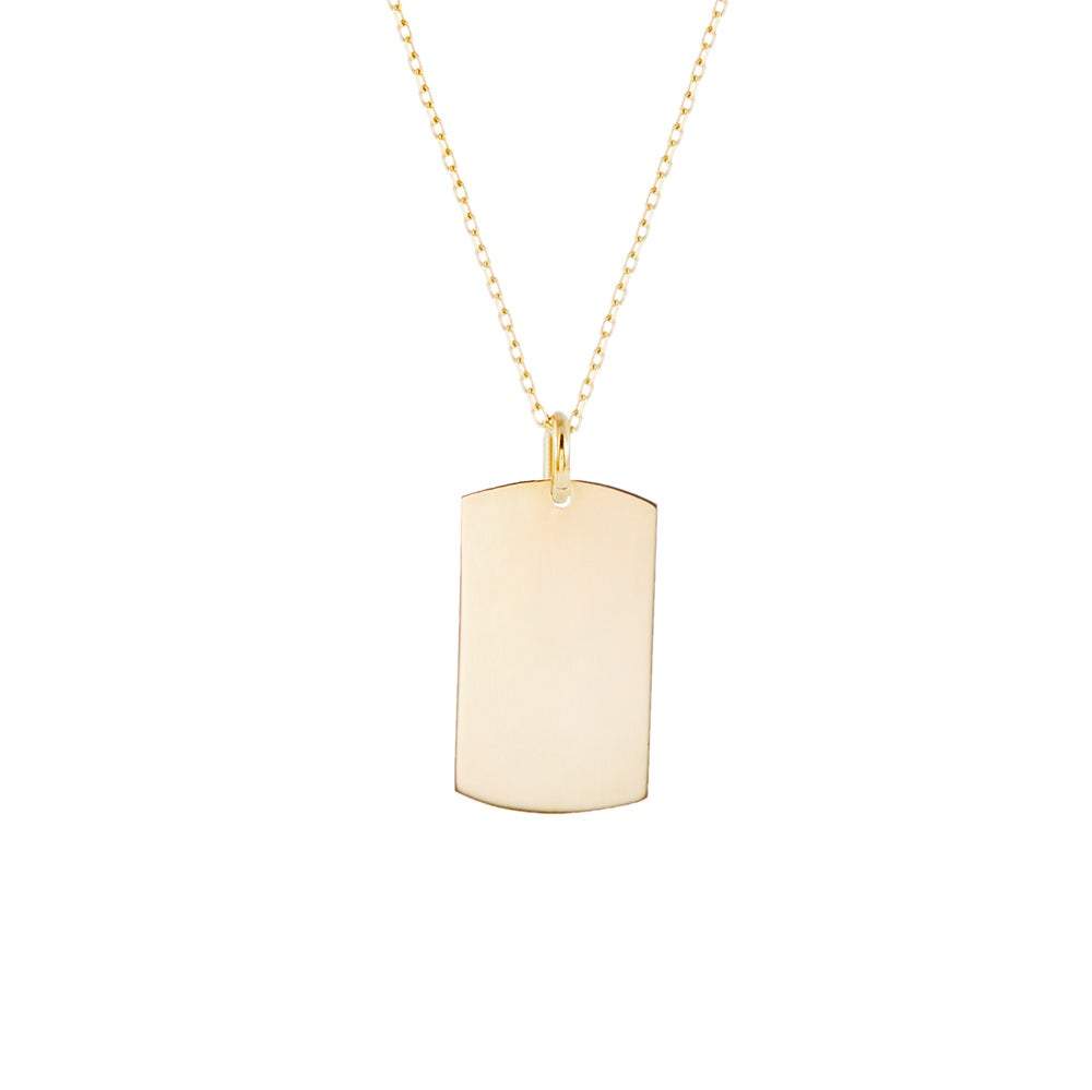 14K Gold Dog Tag Necklace