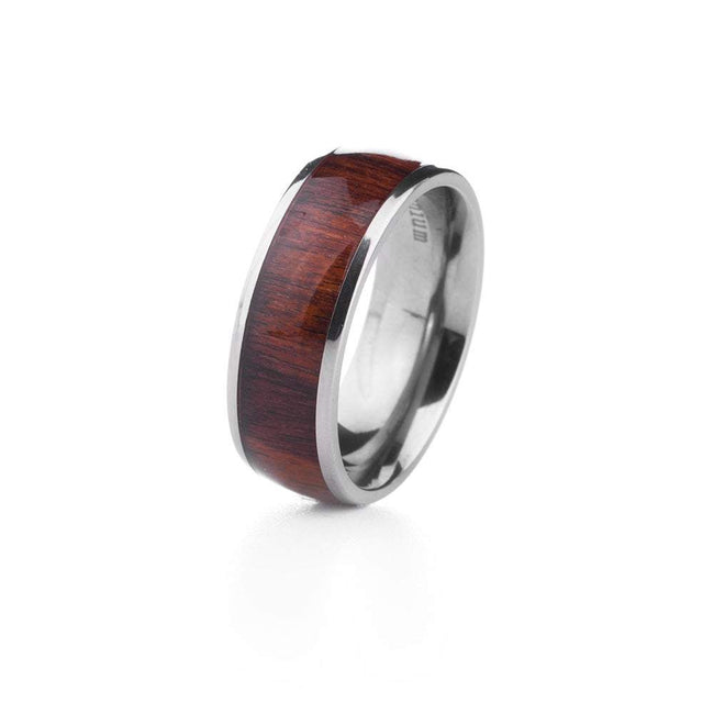 Men's Wood Inlay Titanium Ring