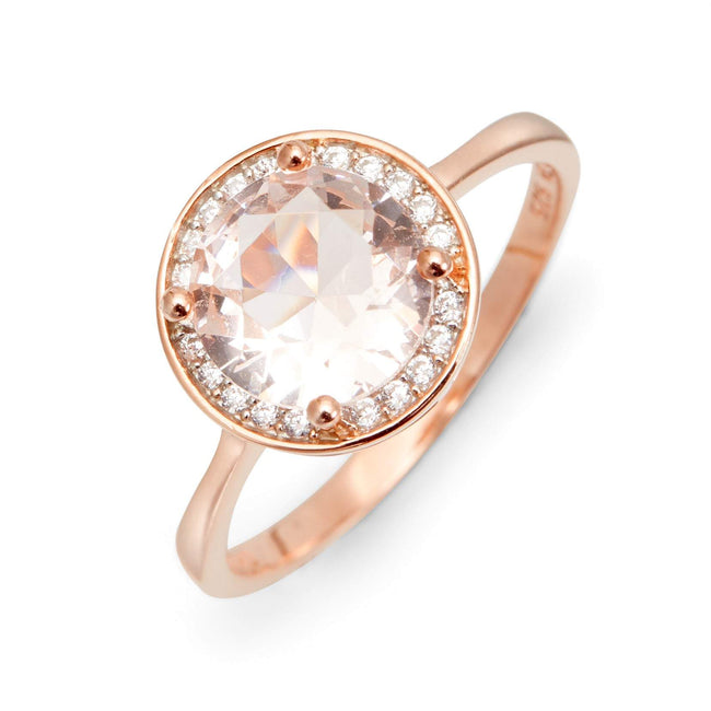 Rose Gold Halo CZ Morganite Sterling Silver Base Ring