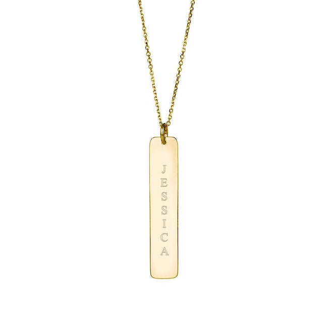 Engravable 14K Gold Vertical Bar Necklace