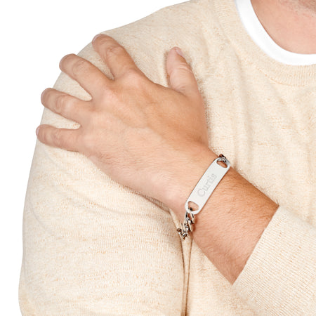 Men's Heavy Gauge Sterling Silver Figaro ID Bracelet | Eve's Addiction