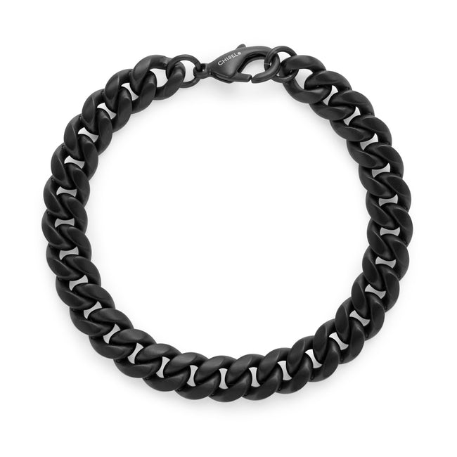 Men's Black Stainless Steel Curb Link Bracelet