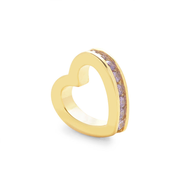 Gold February Eternity Heart Charm