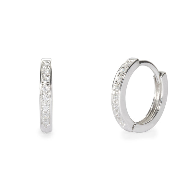 Sterling Silver Petite CZ Huggie Earrings