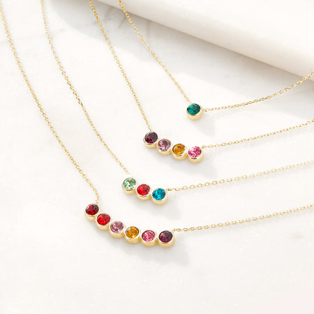 Buy Long Necklace With Multiple Birthstone for Women Personalized Ruby Gift  for Mom Valentine Day Gift Custom Family Necklace Unique Jewelry Online in  India - Etsy