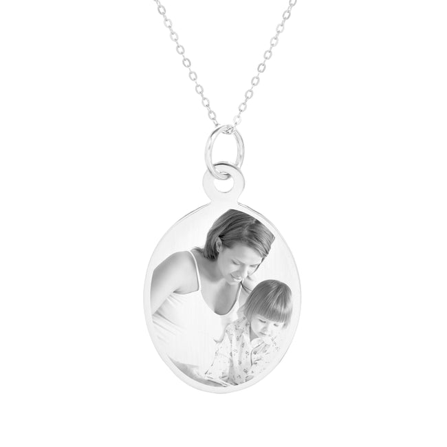 Sterling Silver Oval Tag Photo Necklace