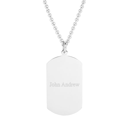 Engravable Men's Sterling Silver Custom Graduation Dog Tag Slider Necklace  with Ball Chain - Medium