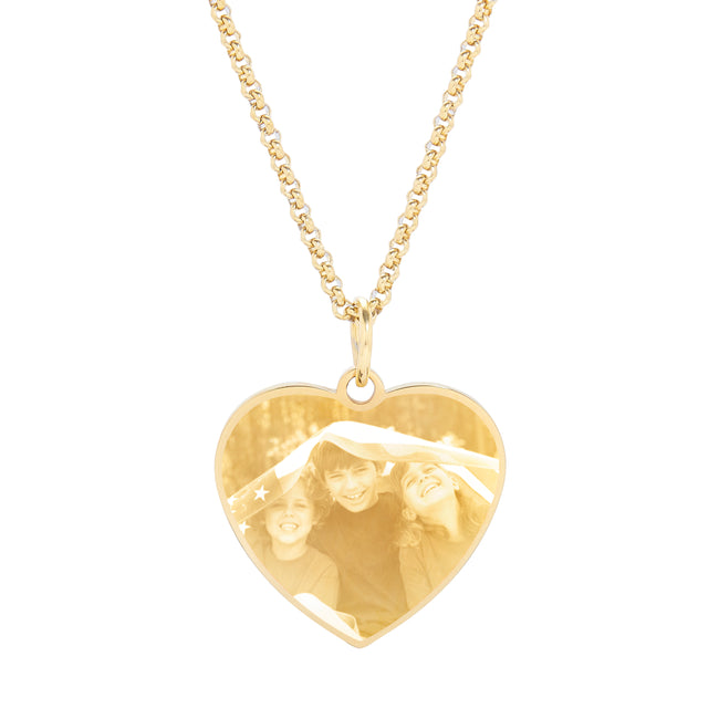 Gold Plated Stainless Steel Heart Photo Pendant