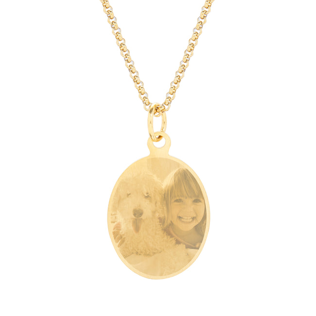 Gold Plated Oval Charm Photo Necklace