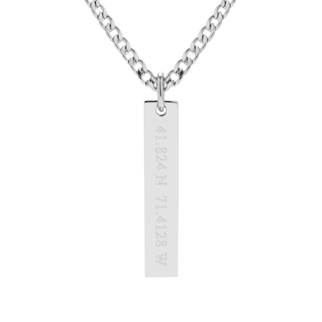 Custom Coordinate Men's Stainless Steel Vertical Pendant