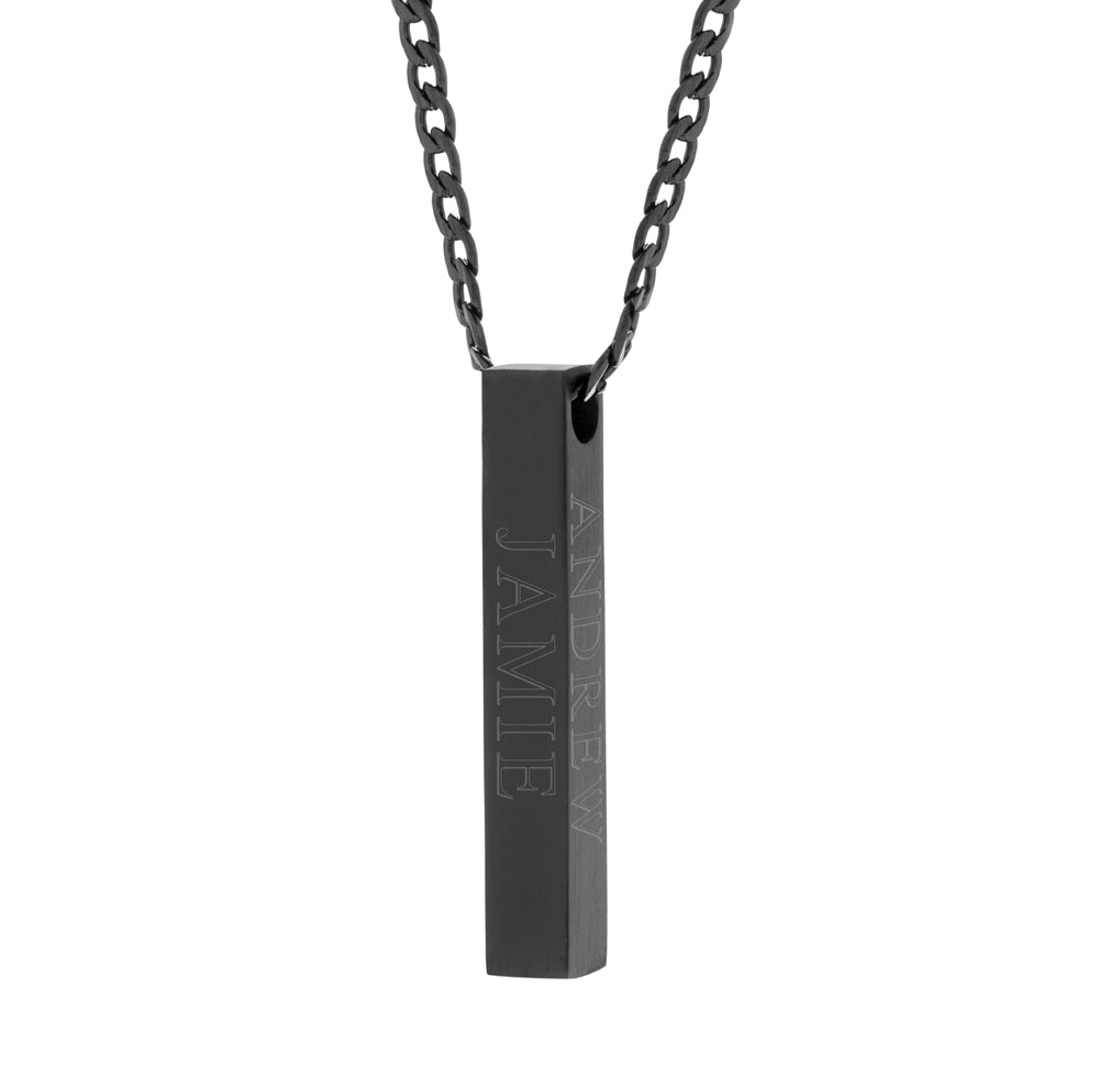Men's Engravable Black Stainless Steel Vertical Square Pendant | Eve's ...