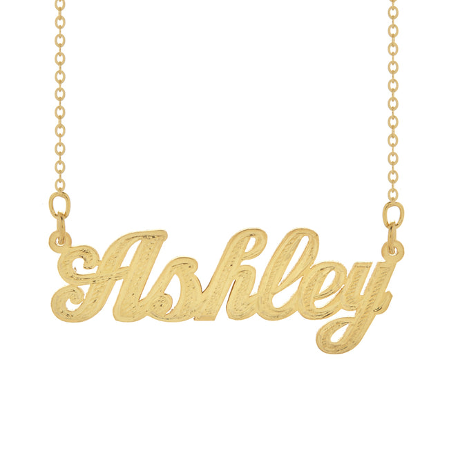 Carved Script Gold Name Necklace