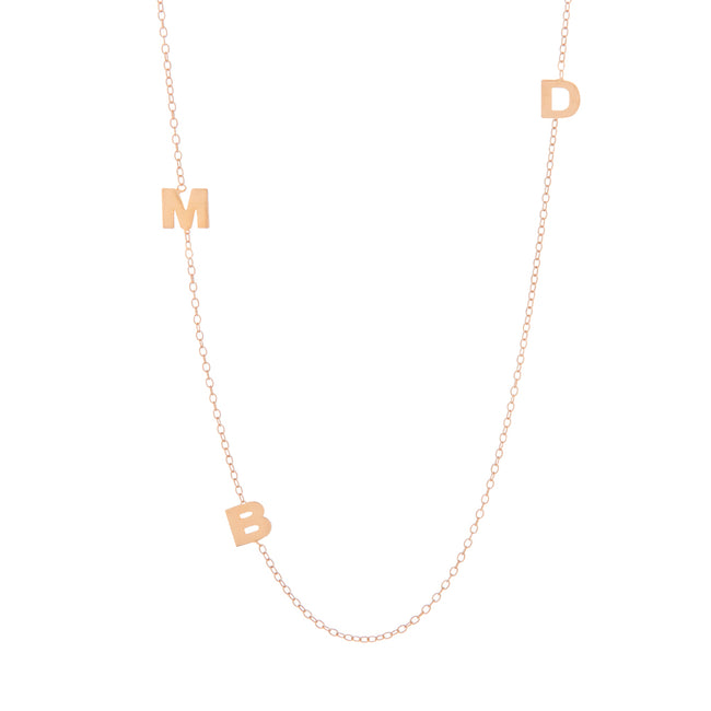 Rose Gold Plated Sideways 3 Initial Necklace