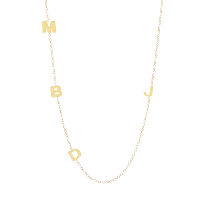 Gold Plated Sideways 4 Initial Necklace