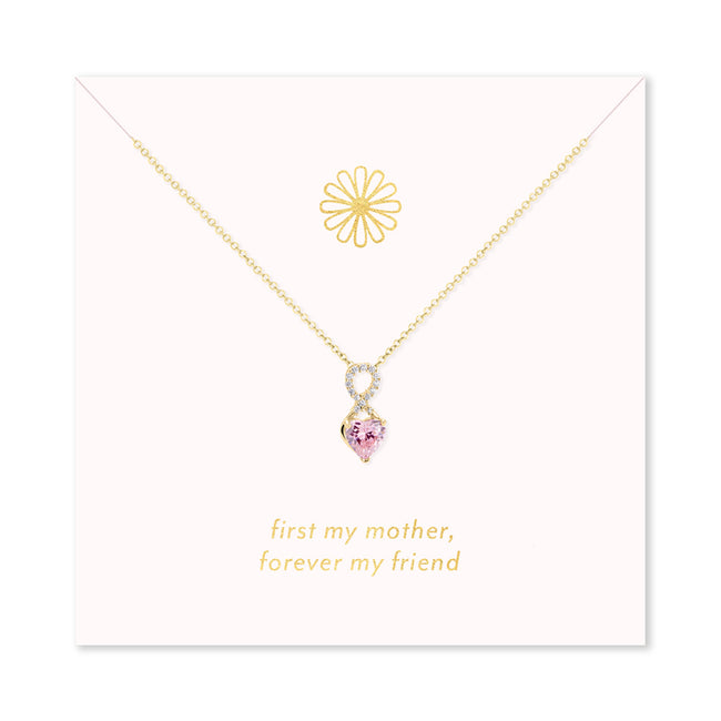 Forever My Friend Gold Infinity Heart Birthstone Necklace