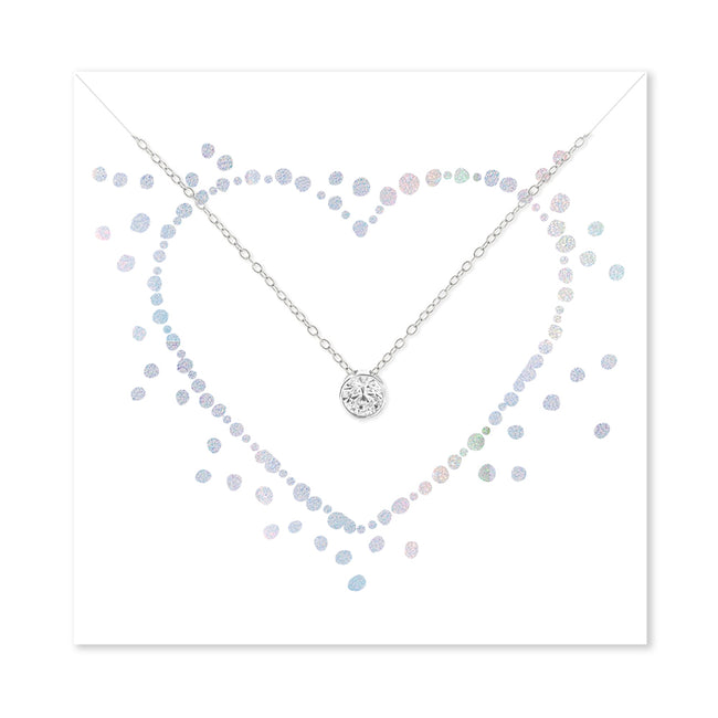 Heart Designer Style Sterling Silver Necklace with Bezel Set CZ