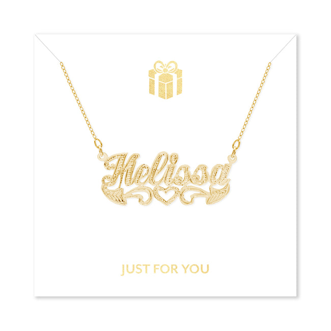 Just For You 14K Gold Plated Carved Script Nameplate Necklace