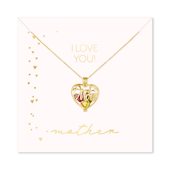 I Love You Mother Custom Mom Birthstone Gold Heart Locket