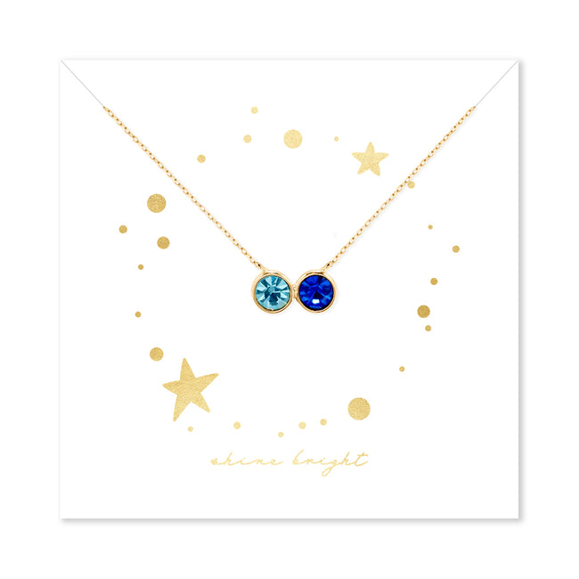 Shine Bright 2 Stone Birthstone Bezel Set Gold Necklace