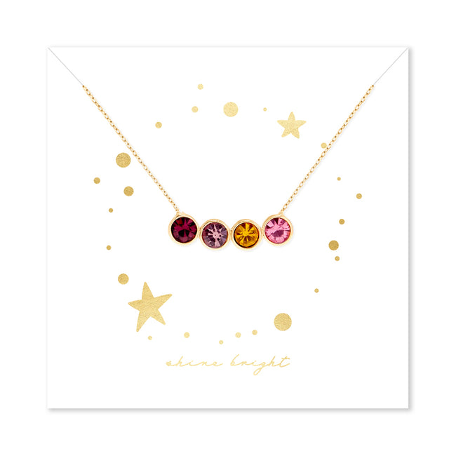 Shine Bright 4 Stone Birthstone Bezel Set Gold Necklace