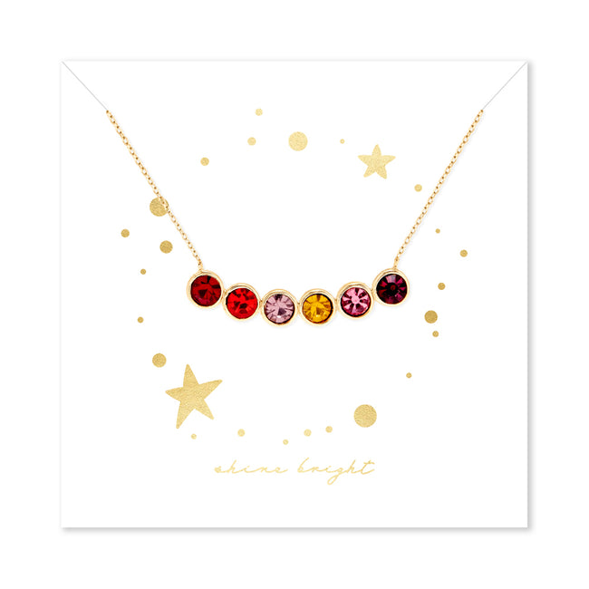 Shine Bright 6 Stone Birthstone Bezel Set Gold Necklace