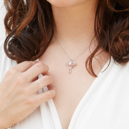 Custom Cross and Heart with 3 Birthstone Necklace | Eve's Addiction