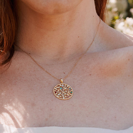 14K Gold Diamond Family Necklace • Open Circles Necklace