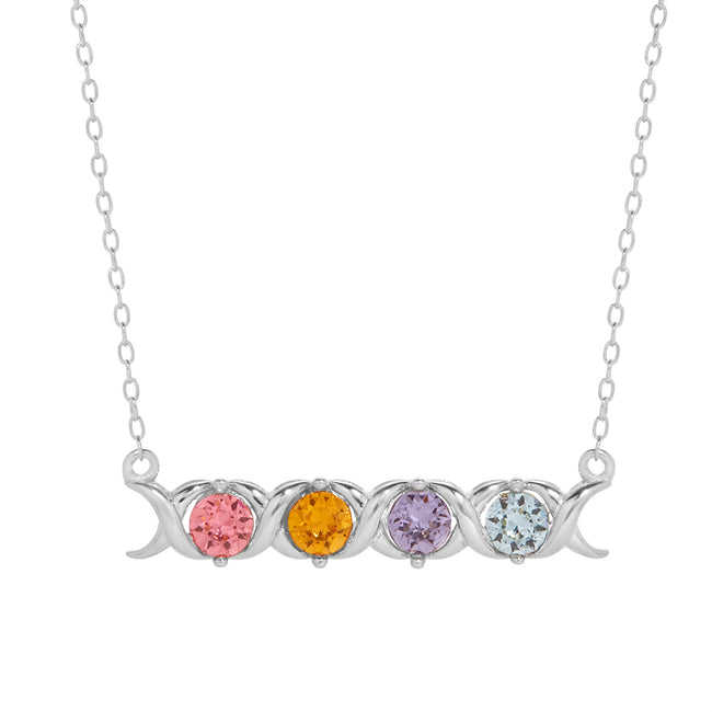 Four Stone Hugs and Kisses Birthstone Neckace