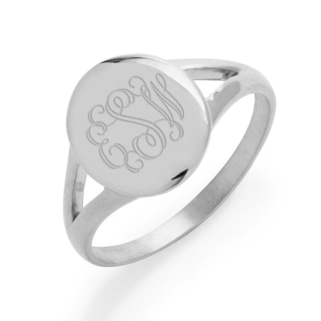 Split Band Stainless Steel Oval Signet Ring