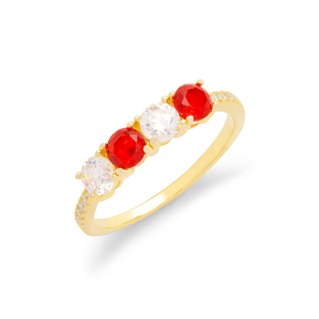 Four Stone Birthstone Pave Band Gold Eternity Ring