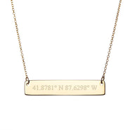 14K Gold Custom Coordinates Bar Necklace