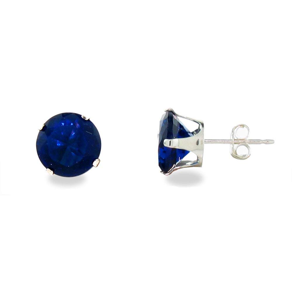 8mm Round Sapphire CZ Stud Earrings | Eve's Addiction