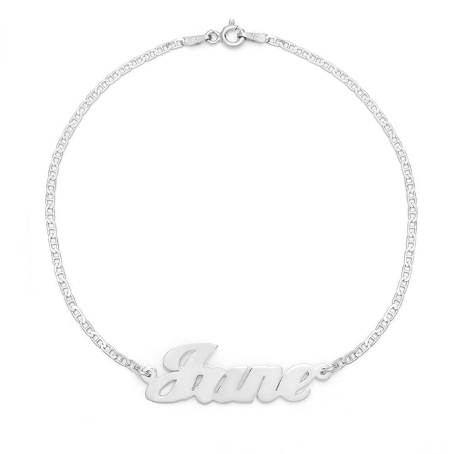 Custom Nameplate Sterling Silver Anklet