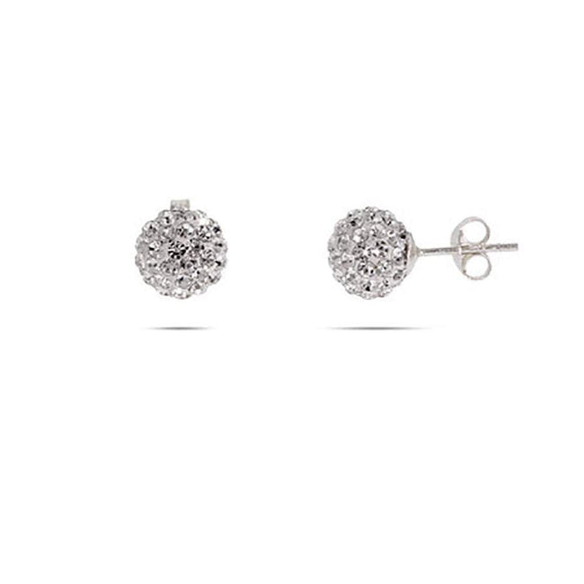 Sparkling Crystal 8mm Sterling Silver Bead Earrings | Eve's Addiction