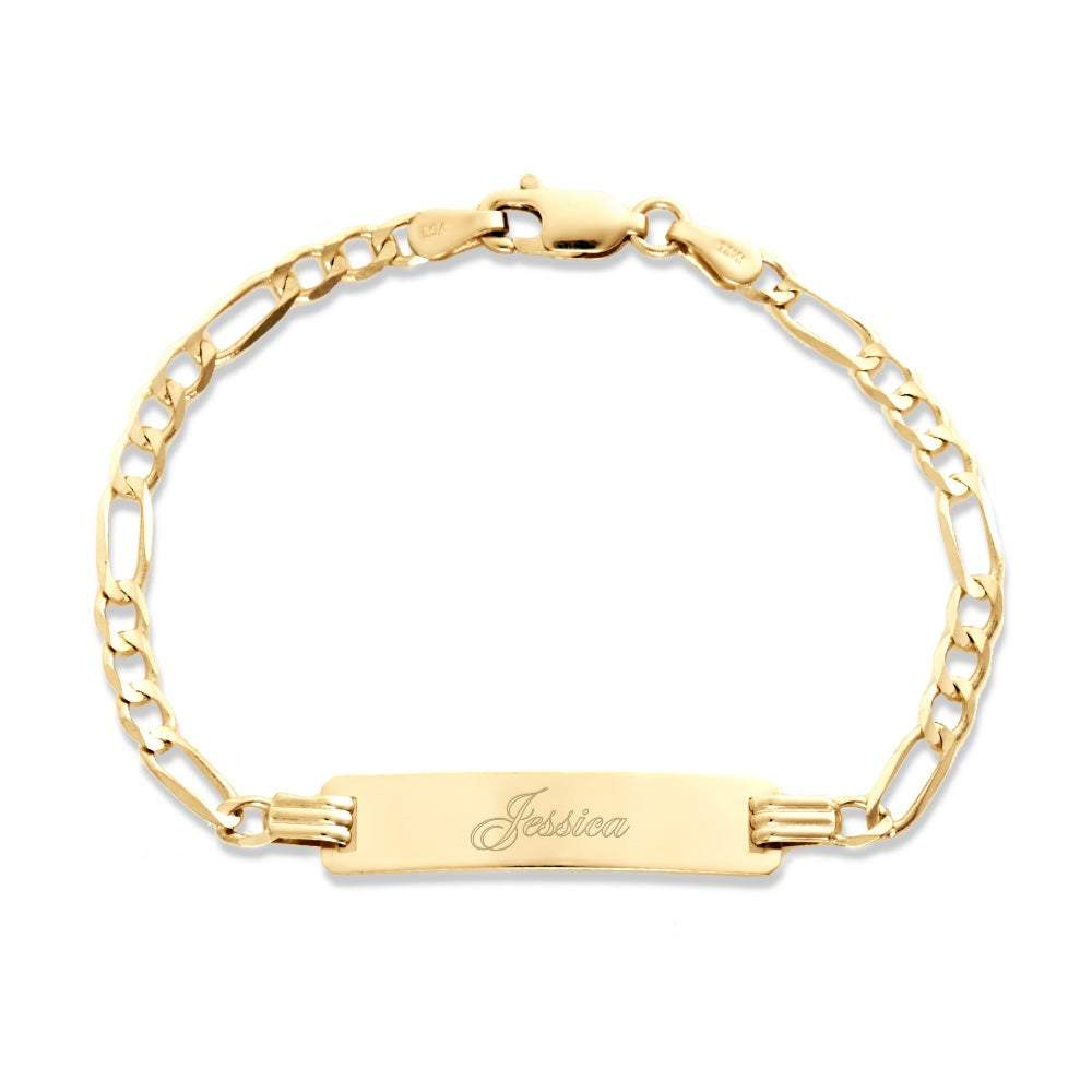 Amazon.com: Personalized Gift 14K Gold-Plated Children's I.D. Bracelet for  Girls or Boys, Custom Kids Jewelry with Engraved Name (6-12 Years):  Clothing, Shoes & Jewelry