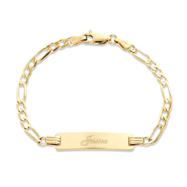 Kid's 14K Gold 6" Engravable Figaro ID Bracelet