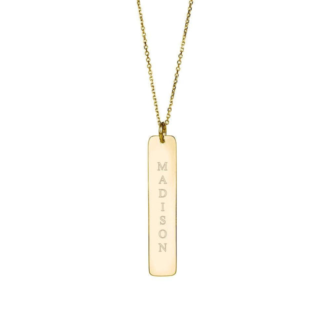 Vertical Name Bar Pendant in Gold Vermeil