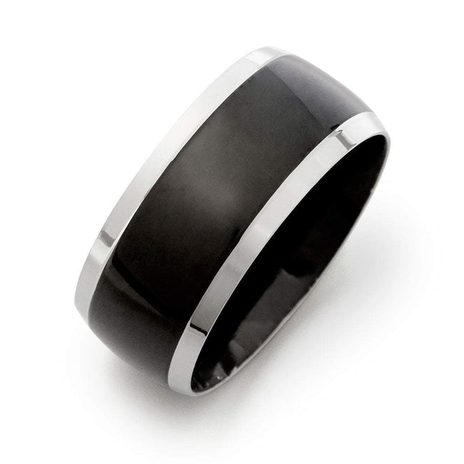 Engravable Men's Black Plate Steel Lined Band| Eve's Addiction