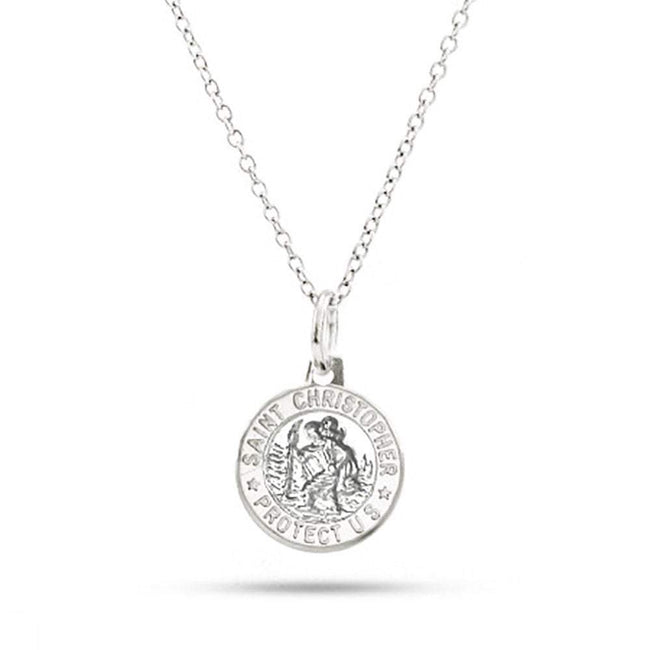 Sterling Silver Small St. Christopher Medallion Necklace