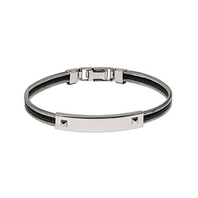 Mens and Ladies Engravable Cable Studded ID Bracelet