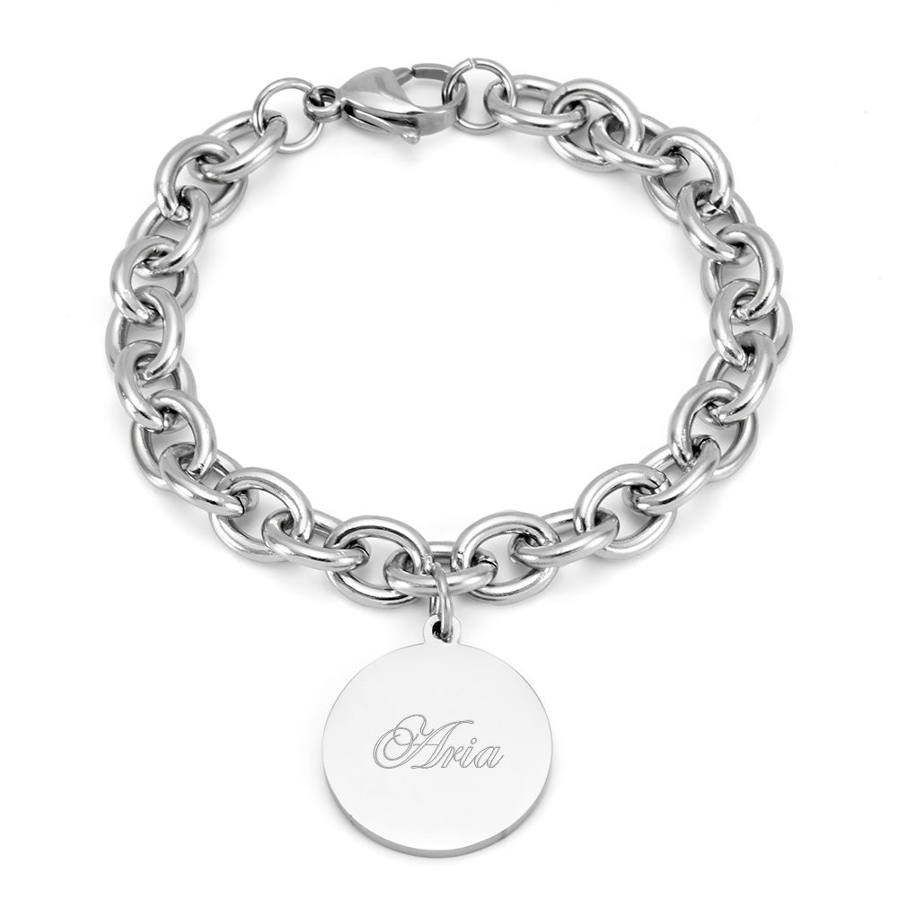 Stainless Steel Round Tag Bracelet | Eve's Addiction