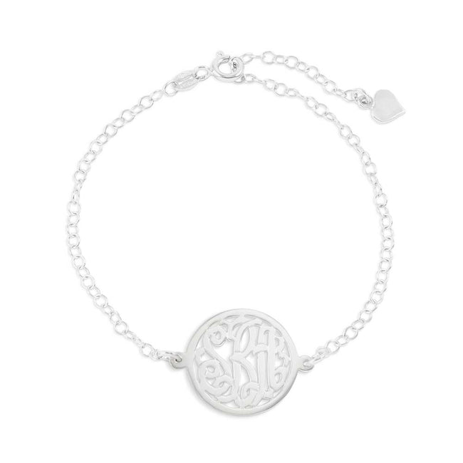 Slip on Engraved Monogram Bracelet Sterling Silver