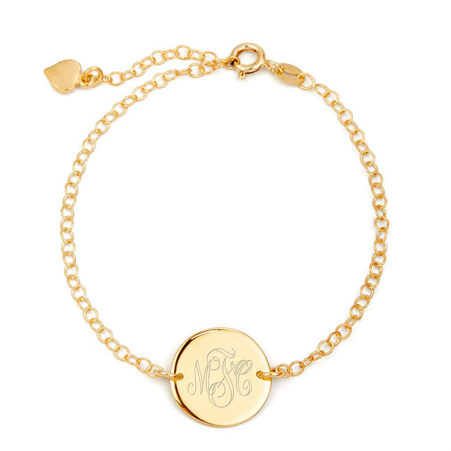 Engravable Monogram Gold Disc Bracelet