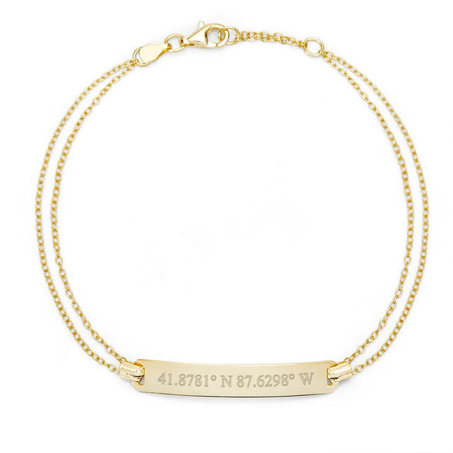 Custom Coordinate Gold Name Bar Bracelet