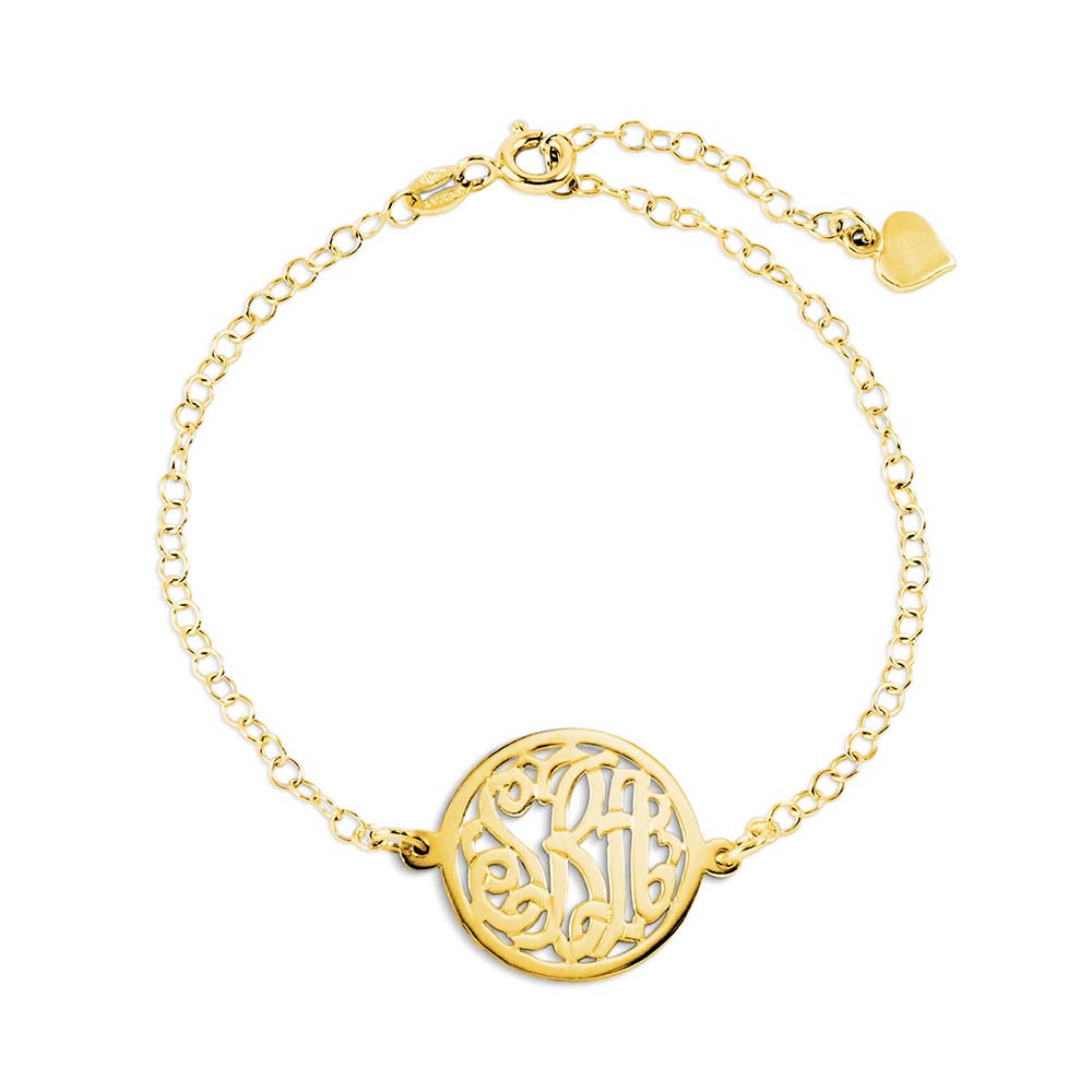 Monogram Bracelet - Custom Gold Monogrammed Bracelet - Gifts for Women