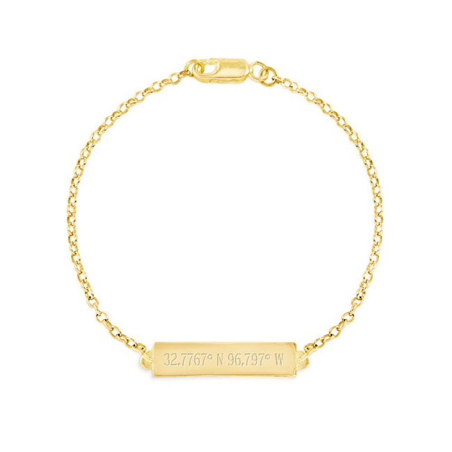 Custom Coordinate Name Bar Gold Bracelet